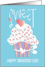 Hand Lettered Sweetest Day Cupcake for Friend Sweet with Hearts card