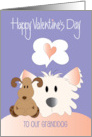 Hand Lettered Valentine for Granddog Fluffy Dog with Toy Dog and Heart card