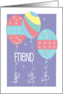Hand Lettered Easter for Friend Three Balloons with Stripes and Swirls card