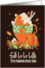 Hand Lettered Halloween Fall Orange Cup of Latte Fall La La La Latte card