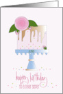 Hand Lettered Birthday Monthly Flower for Sister June Rose Floral Cake card