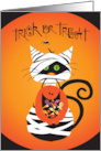 Hand Lettered Trick or Treat Mummy Black Cat Pumpkin Full of Candy card