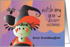 Hand Lettered Witching You Cute Witch in Large Hat Custom Relationship card