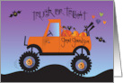 Hand Lettered Halloween Great Grandson Truck or Treat Pumpkin Truck card