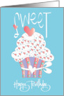 Hand Lettered Sweet Cupcake Birthday Mounds of Heart Filled Frosting card