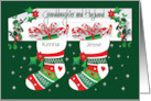 Christmas Stockings Granddaughter and Husband with Custom Names card