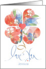 Hand Lettered Mother’s Day Love You Heart Flowers with Custom Name card