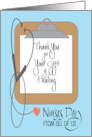 Hand Lettered Nurses Day From All of Us Clipboard and Stethoscope card