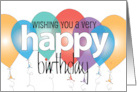 Hand Lettered Wishing You a Happy Birthday Brightly Colored Balloons card