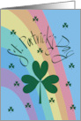 Hand Lettered St. Patrick’s Day Large Green Shamrock Colorful Rainbow card