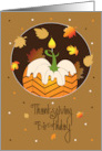 Hand Lettered Thanksgiving Birthday Frosted Pumpkin Candle and Leaves card
