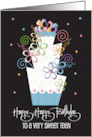 Hand Lettered Happy Happy Birthday Teen Stylized Floral Birthday Cake card