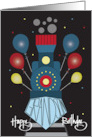 Hand Lettered Birthday Grandson Old Fashioned Train and Balloons card