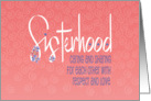 Hand Lettered Sisterhood Anniversary Calligraphy on Melon with Flowers card