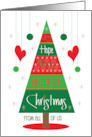 Hand Lettered Christmas Tree Filled with Festive Words From All of Us card