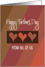 Hand Lettered Father’s Day Diagonal Stripes and Hearts From All of Us card