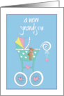 Hand Lettered Becoming Grandparents to a New Grandson Blue Stroller card