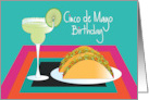 Hand Lettered Cinco de Mayo Birthday Margarita and Taco on Mat card