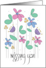 Hand Lettered Missing You with Tall Thin Flowers See You Soon card