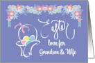 Hand Lettered Easter for Grandson and Wife Egg Basket and Flowers card
