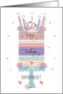 Hand Lettered Birthday for Sweetheart Fall Colorful Birthday Cake Bows card