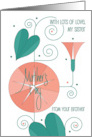 Hand Lettered Mother’s Day Pink Morning Glory for Sister From Brother card