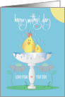 Hand Lettered Mother’s Day to Mother from Son Birds in White Birdbath card