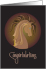 Hand Lettered Congratulations on New Horse with Stylized Horse Head card