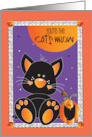Hand Lettered Halloween Cat’s Meow for Friend Cat Jack O’ Lantern Moon card