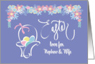 Hand Lettered Easter for Nephew and Wife Canopy of Flowers and Basket card