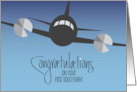 Hand Lettered Congratulations on Your First Solo Airplane Flight card