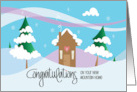 Hand Lettered Congratulations on Your New Mountain Home with Cabin card