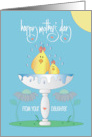 Hand Lettered Mother’s Day to Mom from Daughter Birds in Birdbath card