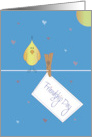 Hand Lettered Friendship Day with Yellow Bird with Clothespin Sign card