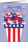 Hand Lettered 4th of July Sister Patriotic Flower Pot with Fireworks card