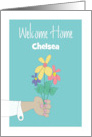 Hand Lettered Welcome Home from Hospital Hand with Flowers Custom Name card
