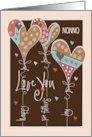 Hand Lettered First Father’s Day Grandfather Nonno Heart Balloon Trio card