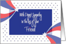 Hand Lettered Patriotic Sympathy for Loss of Friend Red White and Blue card