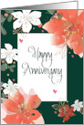 Hand Lettered Christmas Eve Wedding Anniversary with Red Poinsettias card