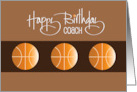 Hand Lettered Happy Birthday to Basketball Coach Trio of Basketballs card