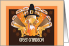 Thanksgiving for Great Grandson Turkey with Decorated Tail Feathers card