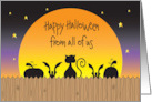 Hand Lettered Halloween From All of Us Black Cat Pumpkins and Bats card