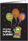 Hand Lettered Monstrously Fun Halloween Monster with Balloon Trio card