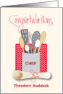 Hand Lettered Culinary Chef Cooking Utensils Graduation Custom Name card