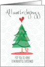 Hand Lettered All I Want for Christmas Tweens and Teens Tree and Heart card
