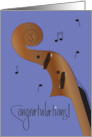 Hand Lettered Congratulations with Wooden String Instrument and Notes card