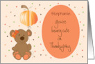Hand Lettered Thanksgiving for Girl Bear Pumpkin Balloon Custom Name card