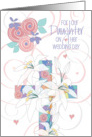 Hand Lettered Wedding Blessings for Daughter Floral Cross and Hearts card