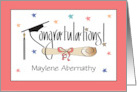 Hand Lettered Graduation Congratulations for Her Diploma Custom Name card