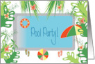 Hand Lettered Invitation Kid’s Birthday Pool Party Pool Palms Flowers card